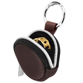 Portable Ring Organizer Case with Keychain, Traveling Ring Holder Storage Bag, Anti-Lost Keychain Container for Rings (1, Brown)