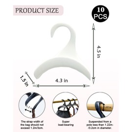 SEEBRIDER Bag Hanger for Closet, Purse Holder White Backpack Hanger Hook for Organizer Storage Purses Tote Bag Backpacks Handbags(10 Pack)