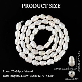PH PandaHall Freshwater Pearls Natural Pearls 13.7, 3.5~5 cm/Strand 73~86 mm Rice Shape Beads Loose Spacer Beads for Jewellery Making Pearl Earrings Bracelets Necklaces (3)