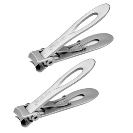 Karlash Stainless Steel Toe Nail Clipper with Ring Lock, Curved Blade - 2 Pieces