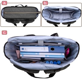 Damero Teacher Bag, Teacher Utility Tote Bag with Zip Top and Padded Sleeve for up to 15.6’’ Laptop for Office, Business, Black(Upgraded)