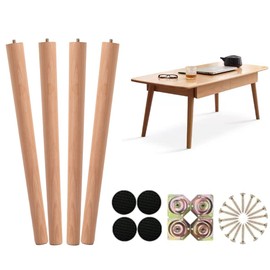 TSTKCOM 20 inch Wood Coffee Table Legs Mid Century Modern Furniture Legs Suitable for Desk Chair Night Stand Table,Wood Legs for Furniture Set of 4,Including Angled Mounting Plates.