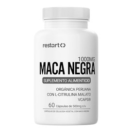 Restart Maca Negra Orgánica Peruana + L-Citrulina | Black Maca Premium 1000mg por Porción | Suplemento Natural Hombre | Vitaminas para Hombres & Multi