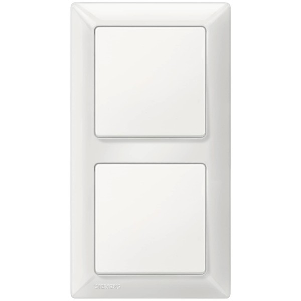 Siemens 5TA2156, 5TG6201, 5TG2552-0 Complete Light Switch Set, 2x Light Switch Inserts, Rocker and Double Frame in Titanium White, for Flush-Mounted