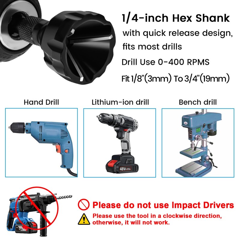 Hakkin 2Pcs Tungsten Carbide Deburring Chamfer Tool Drill Bit, Remove