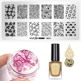 Whats Up Nails - Stamping Starter Kit (B021 Autumn Tales, Go for Gild Polish, Magnified Stamper)