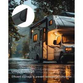 40Ft J-Shape RV Trim Molding, Roof Weather Stripping Trim Seal with Self-Adhesive, Rain Gutter Rubber Drip Rail Fit for Car, Truck, RV, Boat and Home Application, Black