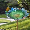 Glass Bird Bath Outdoor Birdbaths Garden Birdfeeder with Metal Stake