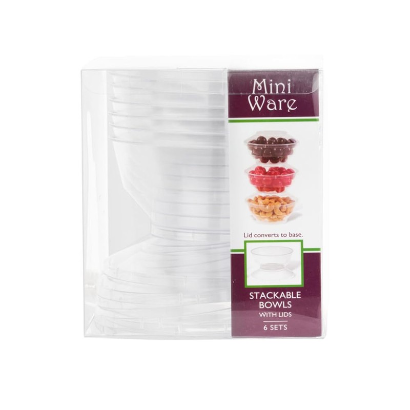 Bluesky Trading MiniWare Clear Stackable Bowls With Lids (6 Oz.)