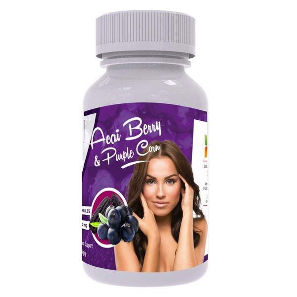 Antioxidant Supplement Acai Berry and Purple Corn Capsules – Promotes Anti-Aging, Cardiovascular Support, Inmune Protection. Natural Trans Resveratrol 1000 mg per Serving