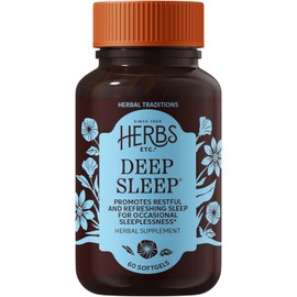 Herbs Etc. Deep Sleep Softgels - Holistic Rest Supplement for Restful Sleep - Chamomile, Lemon Balm Extract & Passionflower - Melatonin-Free, Gluten-Free - 60 Count (60 Servings)