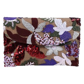 Sequin Embroidered Floral Clutch Purse Women Summer Beaded Blue Envelope Bag Wedding Evening Events Party