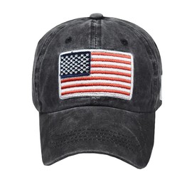Adjustable Baseball Cap American Flag Hat Headdress Outdoor Sports Cap Peaked Cap Cotton Black