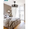 LEDIARY 18 inch Black Caged Ceiling Fan with Light, Bladeless