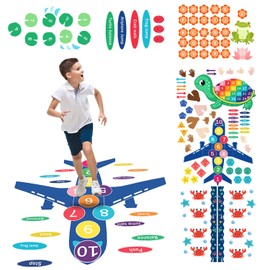 Sensory Path Floor Decals Education Floor Stickers Hopscotch Floors Decal Peel and Stick Sensory Pathway Stickers for School Classroom Kids Girl Boy Nursery Playroom (Crab Pathway)