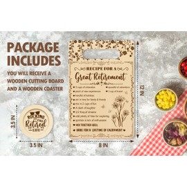 Gifts For Teacher, Recipe For A Great Retirement Cutting Board With Coaster Set, Birthday Gifts For Women, Teachers Day Christmas Kitchen Supplies -03