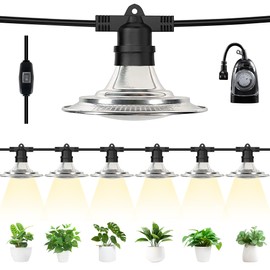 Miveda Outdoor LED Grow Lights, Waterproof String Plant Growing Light, Full Spectrum Growth Light with Timer, Suitable for Garden, Farm, Flower, Seedling Greenhouse Grow Light (6 Lights)