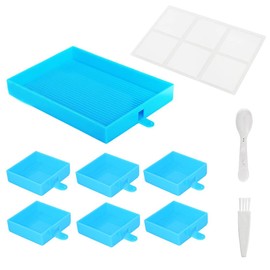 Diamond Sorting Trays with Lids Removable 6 Grid Bead Rhinestone Diamond Sorting Trays Plate Diamond-Paint Accessories Tray Storage Containers Organizer for Diamond DIY Art Craft, Blue