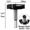 Vouyar 2-3/4 Inch Forstner Drill Bit, Triple-Flute Carbide Tipped Forstner