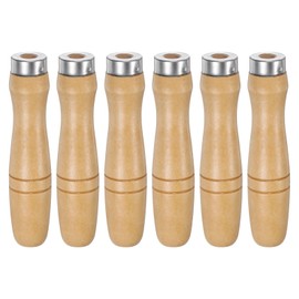 sourcing map 6pcs Wooden File Handle 4.72 Inch 9.5mm Round Hole Ergonomic Handles with Metal Collar for 14"-18" Metal Files