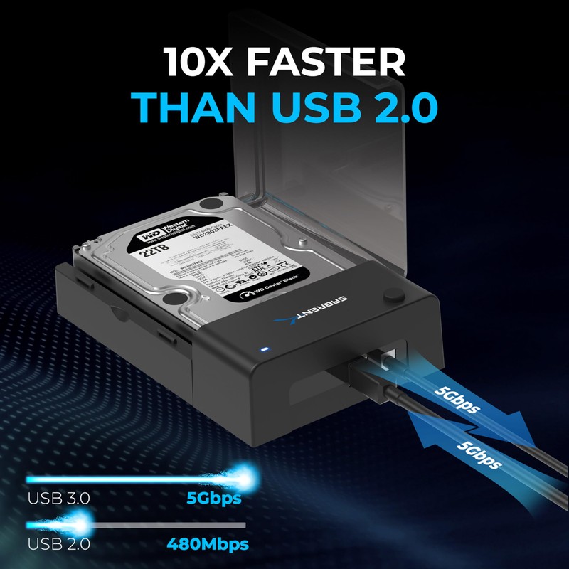 SABRENT USB 3.0 to SATA External Hard Drive Lay-Flat Docking