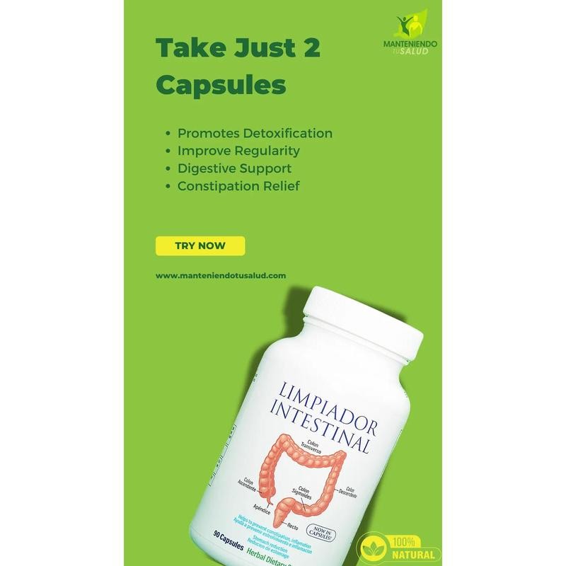 Limpiador Intestinal, with Senna Leaf, 90 Capsules Dietary Supplement