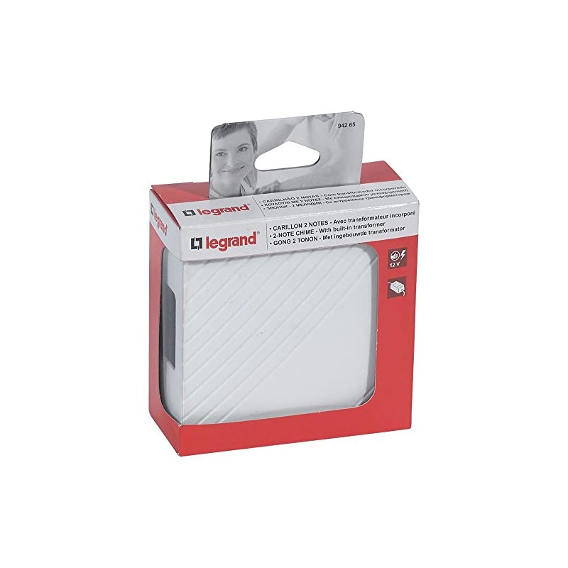 Legrand LEG94265 Wall-Mounted Doorbell with Built-In 12 V Transformer White