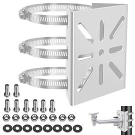 Mast Mount, Vertical Mast Mount 3 Loops Stainless Steel Corner Mount Mounting Bracket Suitable for CCTV Cameras, IP Cameras (Small Size)