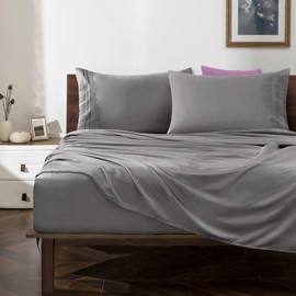 Horbaunal Light Grey Queen Size Sheet Set - 4 Piece Hotel Luxury Bedding Sheets & Pillowcases - 16 Inch Deep Pocket Microfiber Bedding Set - 1800 Thread Count Soft & Wrinkle Bed Sheets