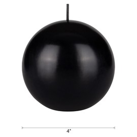 Mega Candles 1 pc Unscented Black Ball Round Candles, Hand Poured Premium Wax Candle 4 Inch x 4 Inch, Home Décor, Wedding Receptions, Baby Showers, Birthdays, Celebrations, Relaxation, Gifts