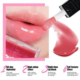 MLSMILE 3PCS Hydrating Lip Glow Oil, Moisturizing Lip Oil Gloss,Plumping Lip Gloss,Natural Lip Plumper,No-Sticky Lip Gloss Lip Balm Lip Care for Women,girls 0.33fl oz