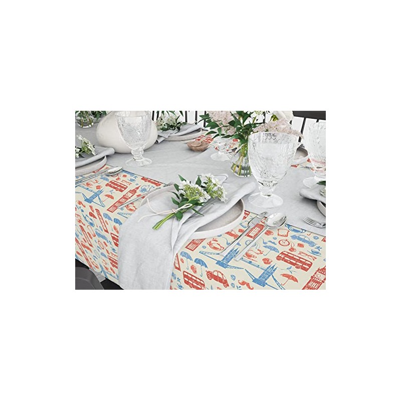 Xtremepads London Britishs Pattern Pattern - Rectangle Oblong Linen Tablecloth,