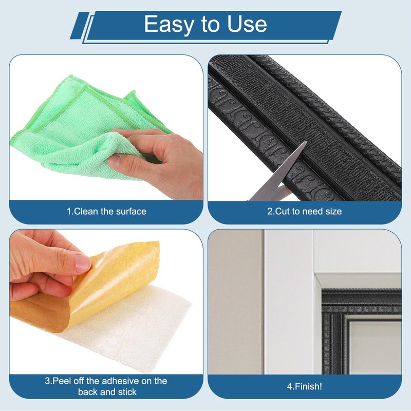 HARFINGTON 3D Wall Edging Self-Adhesive 90"x1.57" Flexible Peel and Stick