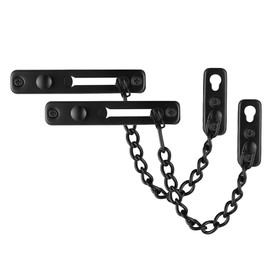 JQK Door Chain Lock Black, Stainless Steel Door Guard with Spring Anti-Theft Press Lock 2 Pack, Matte Black, HDC100-PB-P2