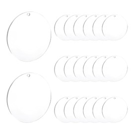 Yucenora 20 PCS 2 Inch Round Acrylic Blanks Ornament, Clear Acrylic Disc Circle with Holes Keychain Blanks for Christmas Decor, DIY Projects(2 Inch)