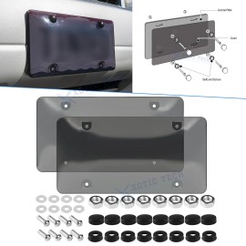 Xotic Tech Clear Black License Plate Covers Shields Holder Fits for Standard Size US Plates