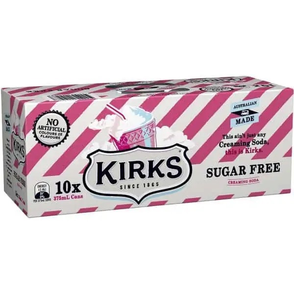 Kirks Creaming Soda (Sugar-Free) Cans 10x375ml pack