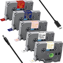 Acmerota Satin Ribbon Label Tape Compatible for Brother TZe-R231 TZe-R234 TZe-RE34 TZe-RN34 TZe-RW34 12mm 0.47'' Ribbon Tapes for Brother Ptouch PT-D210 PTH110 E110 PT-H200 1005 PTD400AD, 5-Pack