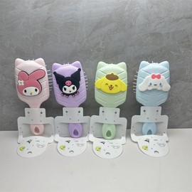 Sanrio Kuromi Patch Hair Comb in Macaron Colors - Cute Cat Big Ear Design (9 Mixed Colors) (480Ze) 14.7*5.8cm/H03 (Elk Sanrio Patch Hair Comb) 20ea