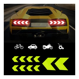Strong Reflective Stickers, 10PCS High-Intensity Safety Warning Decals, Night Visibility Self Adhesive Sticker, Diamond Grade Waterproof Marker for Car SUV Motorcycle Bikes Truck (Arrows/Green)