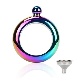 Mochiglory Bracelet Flask Hip 304 Stainless Steel 3.5 oz with Funnel Liquids Wine Bangle Colorful