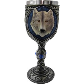 Nemesis Now Lone Wolf Goblet 19.5cm, Blue, 1 Count (Pack of 1)
