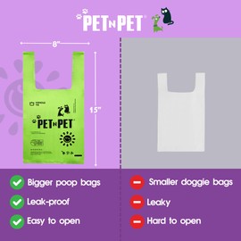 PET N PET Dog Poop Bags with Tie Handles - 200 Counts Lavender Scented - USDA Certified 38% Biobased - 8" x 15" Poo Bags Dogs - Completely Leak Proof Doggy Poop Bag