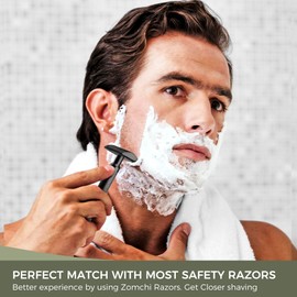 ZOMCHI Zomchi Double Edge Razor Blades 2.0, 100 Counts Safety Razor Blades for Shaving, Platinum Stainless Steel Shaving Blades for Men and Women, Fits All Standard Double Edge Razors