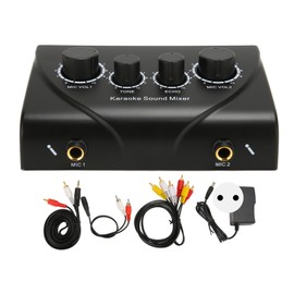 Karaoke Sound Mixer Professional Plug and Play 2 Mic Microphone Pre Amplifier for Home Theatre System 100‑240V EU Plug