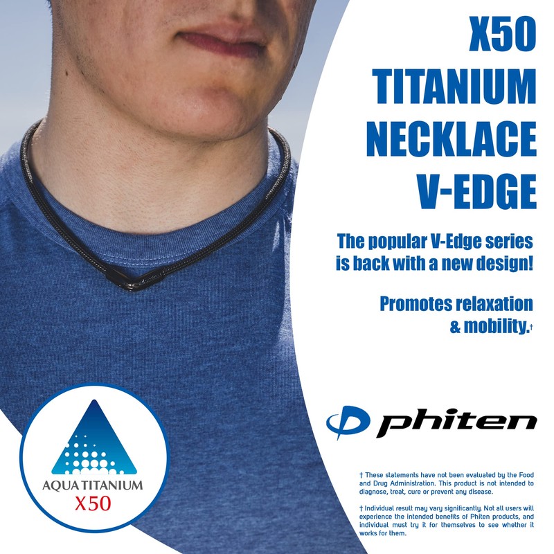 Phiten X50 Rakuwa Necklace, V-Type, red