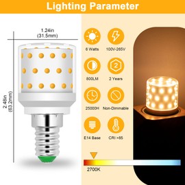 ZHENMING 6W Super Bright E14 LED Warm White 2700K 800LM Replaces 60 Watt High Brightness LED Small Bulb, AC100-265V Not Dimmable 360° Beam Angle Pack of 3