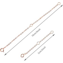 2Pcs Necklace Extension Chain S925 Sterling Silver Necklace Extender Adjustable Accessories for DIY Jewellery Making Necklace Bracelet Jewelry Making Women Men (Rose Gold)