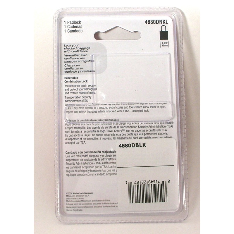 Master Lock 4680DNKL TSA-Accepted Set-Your-Own Combination Lock, Nickel