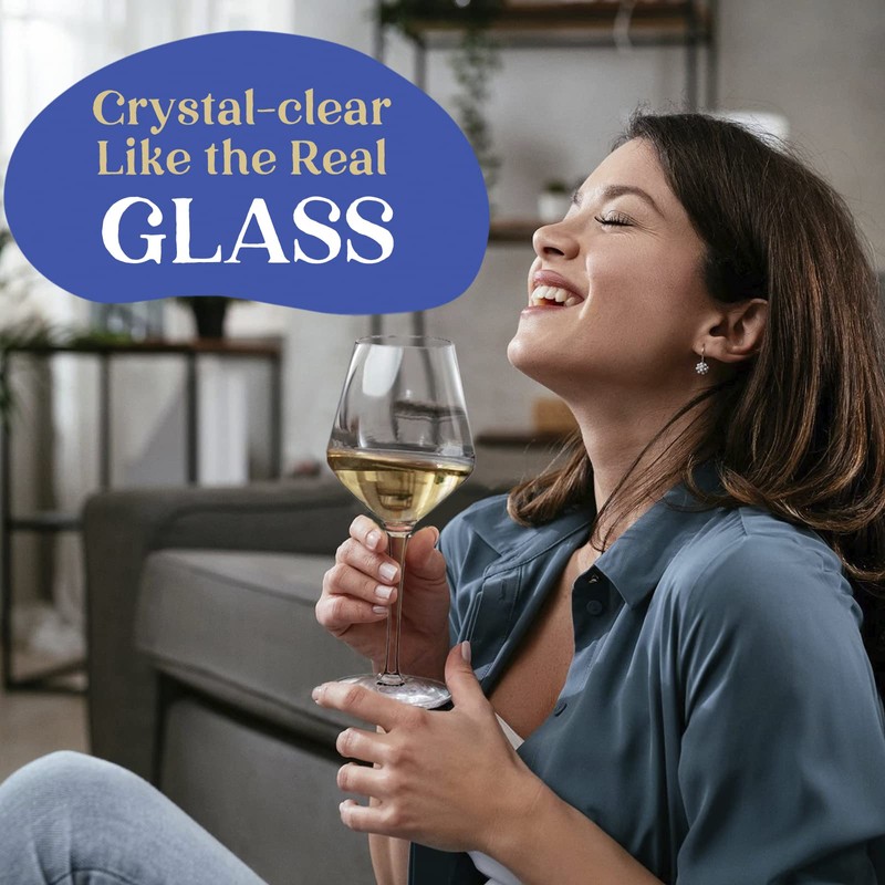 crayline Plastic Wine Glasses Set of 8(15oz) |Unbreakable Wine Glasses